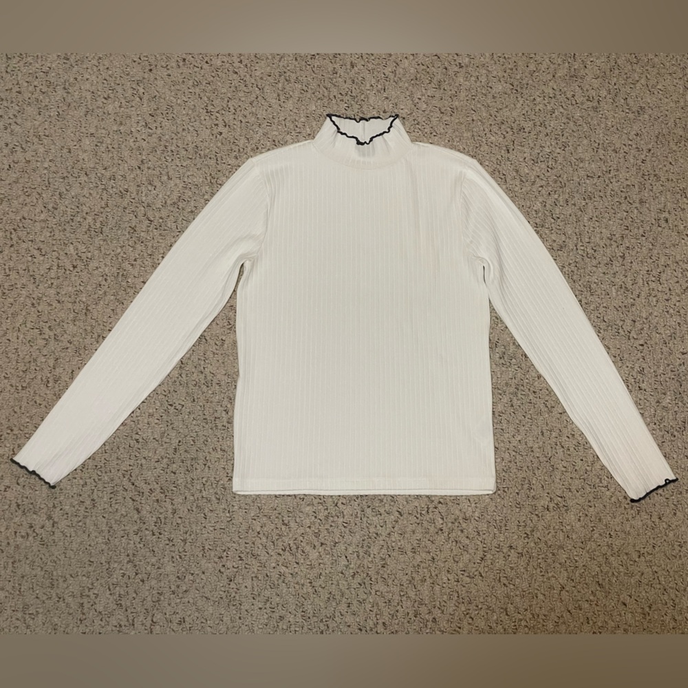 J. Crew White Ribbed Turtleneck Sweater